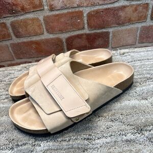 Birkenstock 42 narrow fit Kyoto Beige Slide Sandals women’s Sz 11